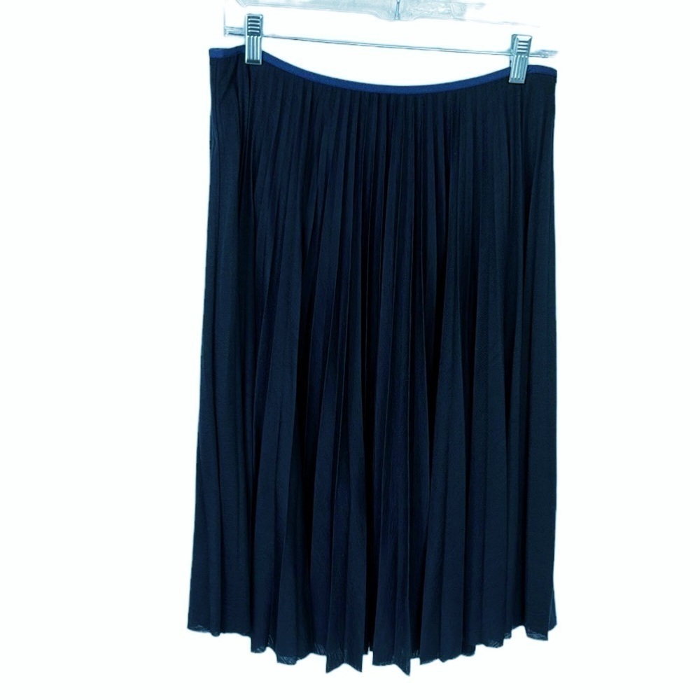 Theory Zeyn Pleated Jersey Skirt‎ Women's M Blue Shorter Liner EUC Wool Blend